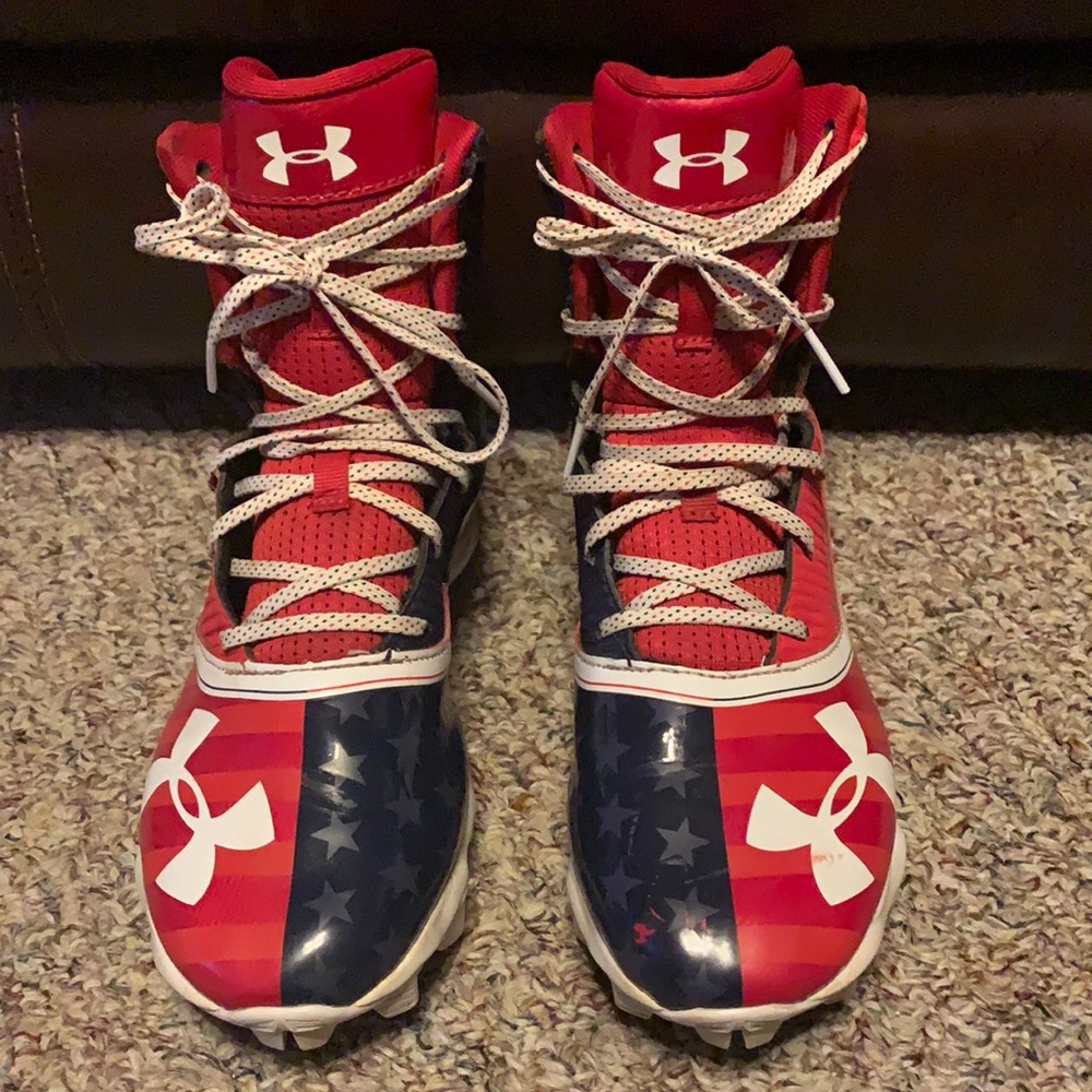 Under Armour football cleats Land of the Free Flag
